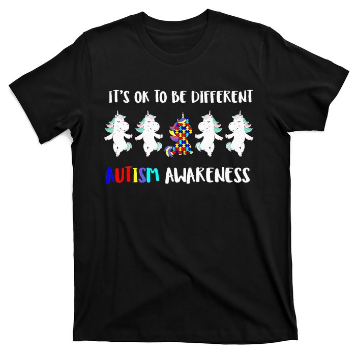 Unicorn It's OkTo Be Different Autism Awareness Tee T-Shirt