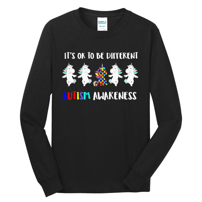 Unicorn It's OkTo Be Different Autism Awareness Tee Tall Long Sleeve T-Shirt