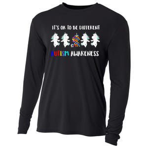 Unicorn It's OkTo Be Different Autism Awareness Tee Cooling Performance Long Sleeve Crew