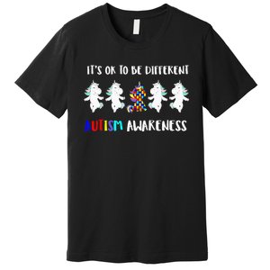 Unicorn It's OkTo Be Different Autism Awareness Tee Premium T-Shirt