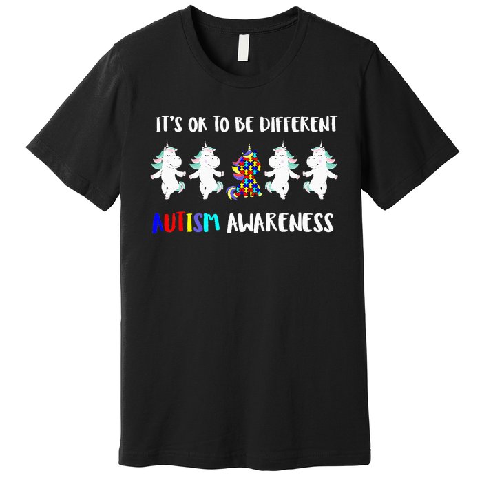 Unicorn It's OkTo Be Different Autism Awareness Tee Premium T-Shirt