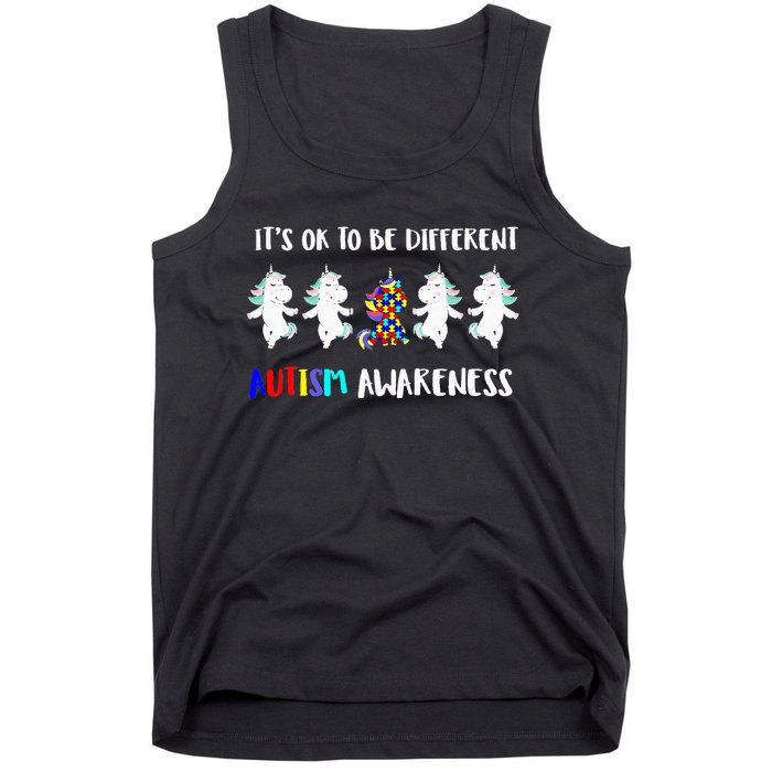 Unicorn It's OkTo Be Different Autism Awareness Tee Tank Top