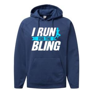 Ultramarathon I Run For The Bling Ultra Marathon Runner Performance Fleece Hoodie