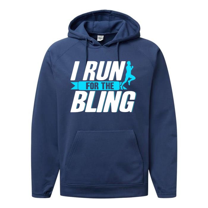 Ultramarathon I Run For The Bling Ultra Marathon Runner Performance Fleece Hoodie