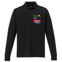 Unlocked Ive Reached Level 7 Arcade 7th Birthday Party Gift Performance Long Sleeve Polo