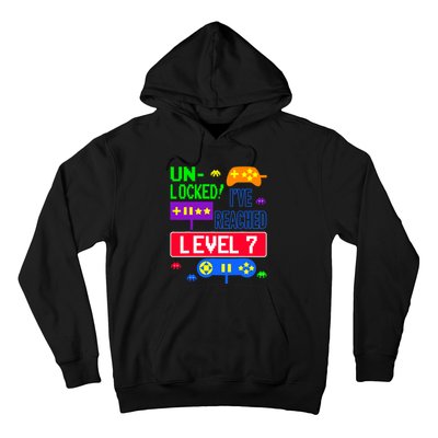 Unlocked Ive Reached Level 7 Arcade 7th Birthday Party Gift Hoodie