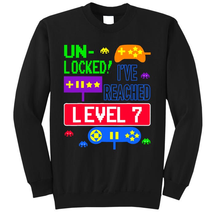 Unlocked Ive Reached Level 7 Arcade 7th Birthday Party Gift Sweatshirt