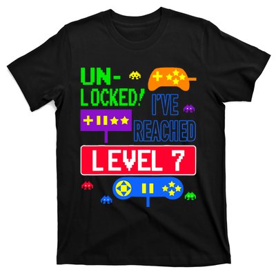 Unlocked Ive Reached Level 7 Arcade 7th Birthday Party Gift T-Shirt