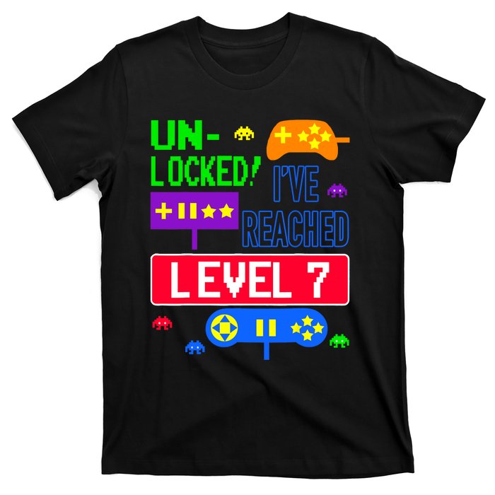 Unlocked Ive Reached Level 7 Arcade 7th Birthday Party Gift T-Shirt