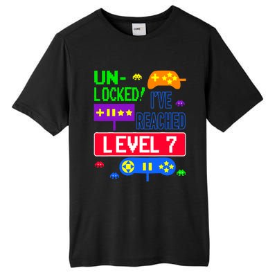 Unlocked Ive Reached Level 7 Arcade 7th Birthday Party Gift Tall Fusion ChromaSoft Performance T-Shirt