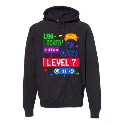 Unlocked Ive Reached Level 7 Arcade 7th Birthday Party Gift Premium Hoodie