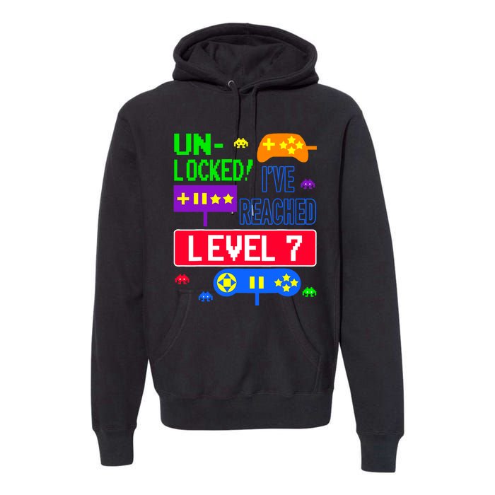 Unlocked Ive Reached Level 7 Arcade 7th Birthday Party Gift Premium Hoodie