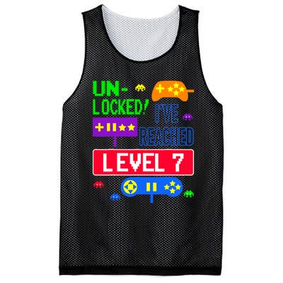 Unlocked Ive Reached Level 7 Arcade 7th Birthday Party Gift Mesh Reversible Basketball Jersey Tank