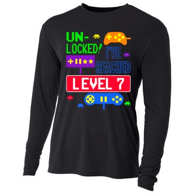 Unlocked Ive Reached Level 7 Arcade 7th Birthday Party Gift Cooling Performance Long Sleeve Crew