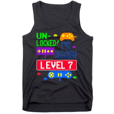 Unlocked Ive Reached Level 7 Arcade 7th Birthday Party Gift Tank Top