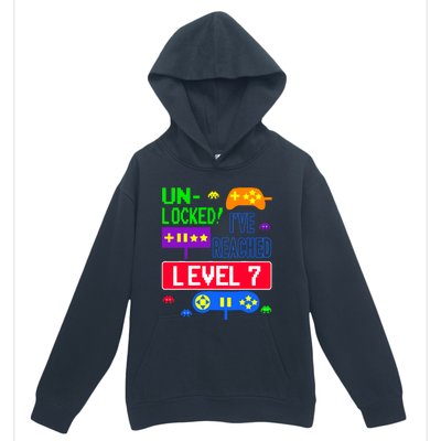 Unlocked Ive Reached Level 7 Arcade 7th Birthday Party Gift Urban Pullover Hoodie