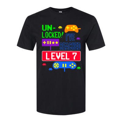 Unlocked Ive Reached Level 7 Arcade 7th Birthday Party Gift Softstyle CVC T-Shirt