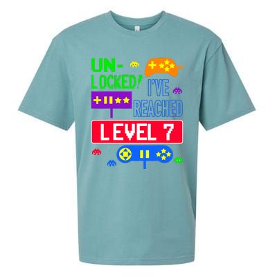 Unlocked Ive Reached Level 7 Arcade 7th Birthday Party Gift Sueded Cloud Jersey T-Shirt