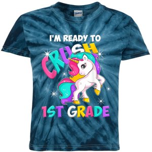 Unicorn Im Ready To Crush 1st Grade Girl Back To School Kids Tie-Dye T-Shirt