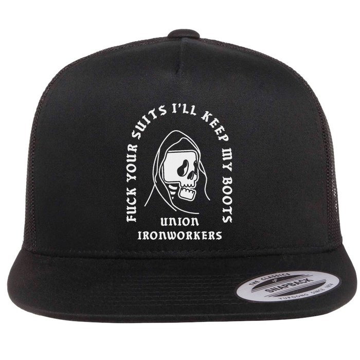 Union Ironworkers Reaper Skull Fuck Your Suits Flatbill Hat