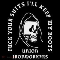 Union Ironworkers Reaper Skull Fuck Your Suits Baby Bodysuit