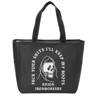 Union Ironworkers Reaper Skull Fuck Your Suits Zip Tote Bag