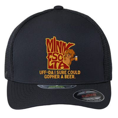 Uffda I Sure Could Gopher A Beer Mn Gopher Flexfit Unipanel Trucker Cap