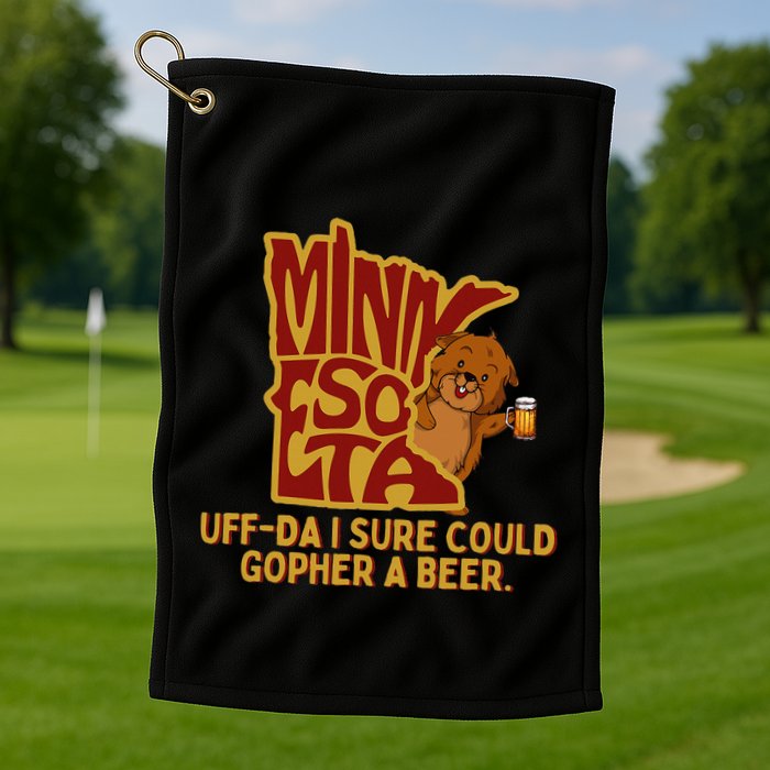 Uffda I Sure Could Gopher A Beer Mn Gopher Golf Towel