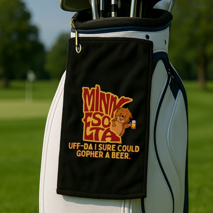Uffda I Sure Could Gopher A Beer Mn Gopher Golf Towel