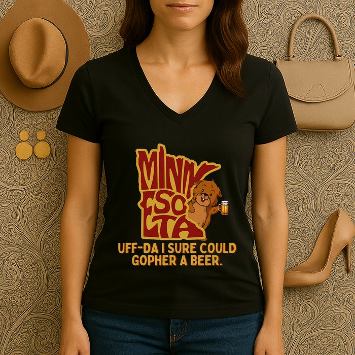 Uffda I Sure Could Gopher A Beer Mn Gopher Women's V-Neck T-Shirt