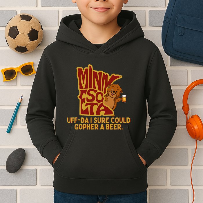 Uffda I Sure Could Gopher A Beer Mn Gopher Kids Hoodie