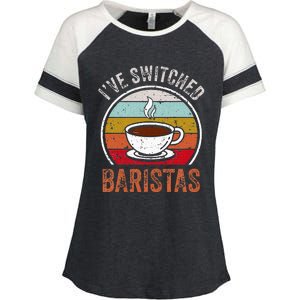 Uhhh I Switched Baristas Funny Enza Ladies Jersey Colorblock Tee