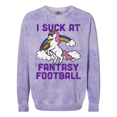 Unicorn I Suck At Fantasy Football Funny FFL Loser Colorblast Crewneck Sweatshirt