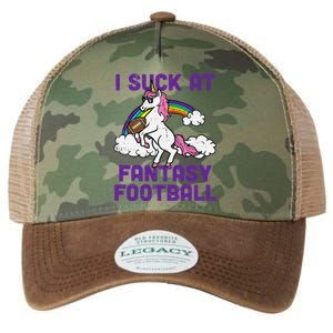 Unicorn I Suck At Fantasy Football Funny FFL Loser Legacy Tie Dye Trucker Hat