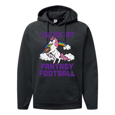 Unicorn I Suck At Fantasy Football Funny FFL Loser Performance Fleece Hoodie