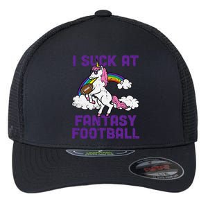 Unicorn I Suck At Fantasy Football Funny FFL Loser Flexfit Unipanel Trucker Cap