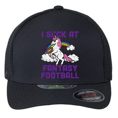 Unicorn I Suck At Fantasy Football Funny FFL Loser Flexfit Unipanel Trucker Cap