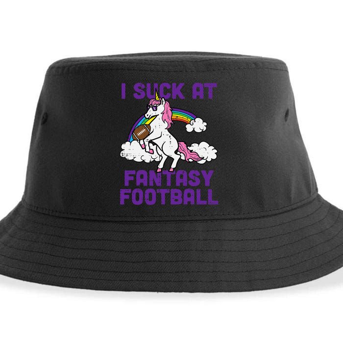 Unicorn I Suck At Fantasy Football Funny FFL Loser Sustainable Bucket Hat