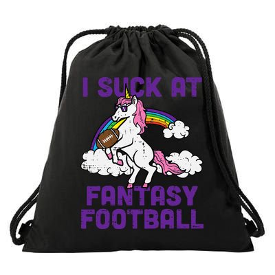 Unicorn I Suck At Fantasy Football Funny FFL Loser Drawstring Bag