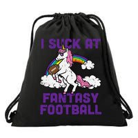 Unicorn I Suck At Fantasy Football Funny FFL Loser Drawstring Bag