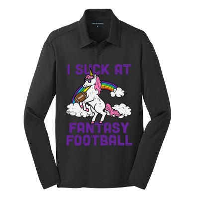 Unicorn I Suck At Fantasy Football Funny FFL Loser Silk Touch Performance Long Sleeve Polo