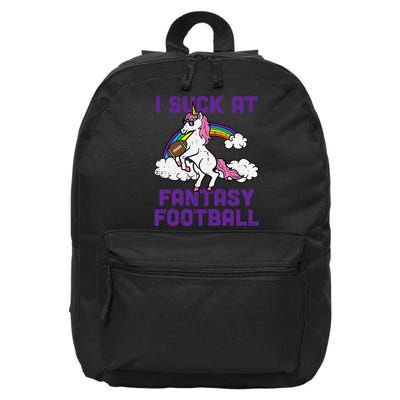Unicorn I Suck At Fantasy Football Funny FFL Loser 16 in Basic Backpack