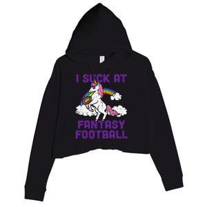 Unicorn I Suck At Fantasy Football Funny FFL Loser Crop Fleece Hoodie