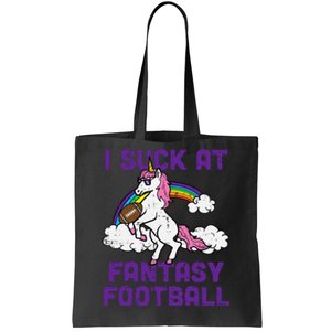 Unicorn I Suck At Fantasy Football Funny FFL Loser Tote Bag