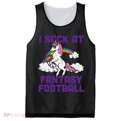 Unicorn I Suck At Fantasy Football Funny FFL Loser Mesh Reversible Basketball Jersey Tank