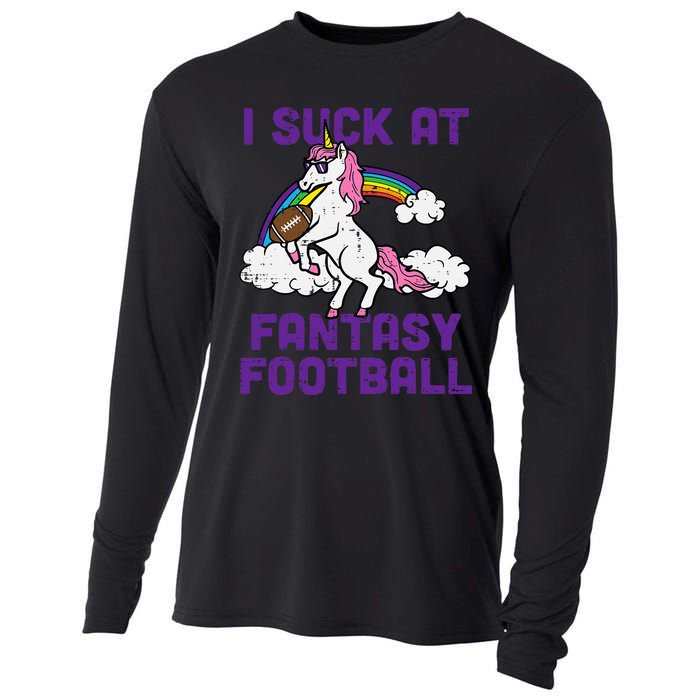 Unicorn I Suck At Fantasy Football Funny FFL Loser Cooling Performance Long Sleeve Crew