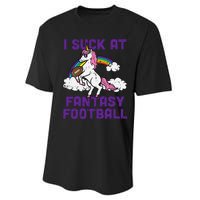 Unicorn I Suck At Fantasy Football Funny FFL Loser Performance Sprint T-Shirt