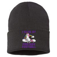 Unicorn I Suck At Fantasy Football Funny FFL Loser Sustainable Knit Beanie