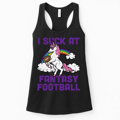 Unicorn I Suck At Fantasy Football Funny FFL Loser Womens Tank Top