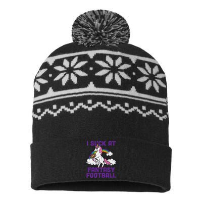 Unicorn I Suck At Fantasy Football Funny FFL Loser USA-Made Snowflake Beanie